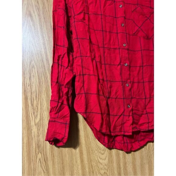 A New Day Red Plaid Button Up Top Woman’s Size Medium - Picture 3 of 8